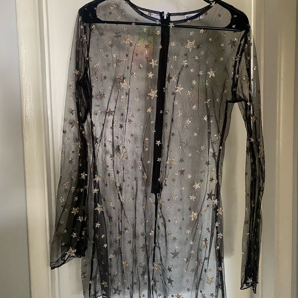 Beginning Boutique Long Sleeve Star Mesh Top Size 14